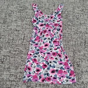 Garnet Hill Pink and Blue Sleeveless V-Neck Sundress